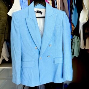 Zara Double breasted textured weave jacket